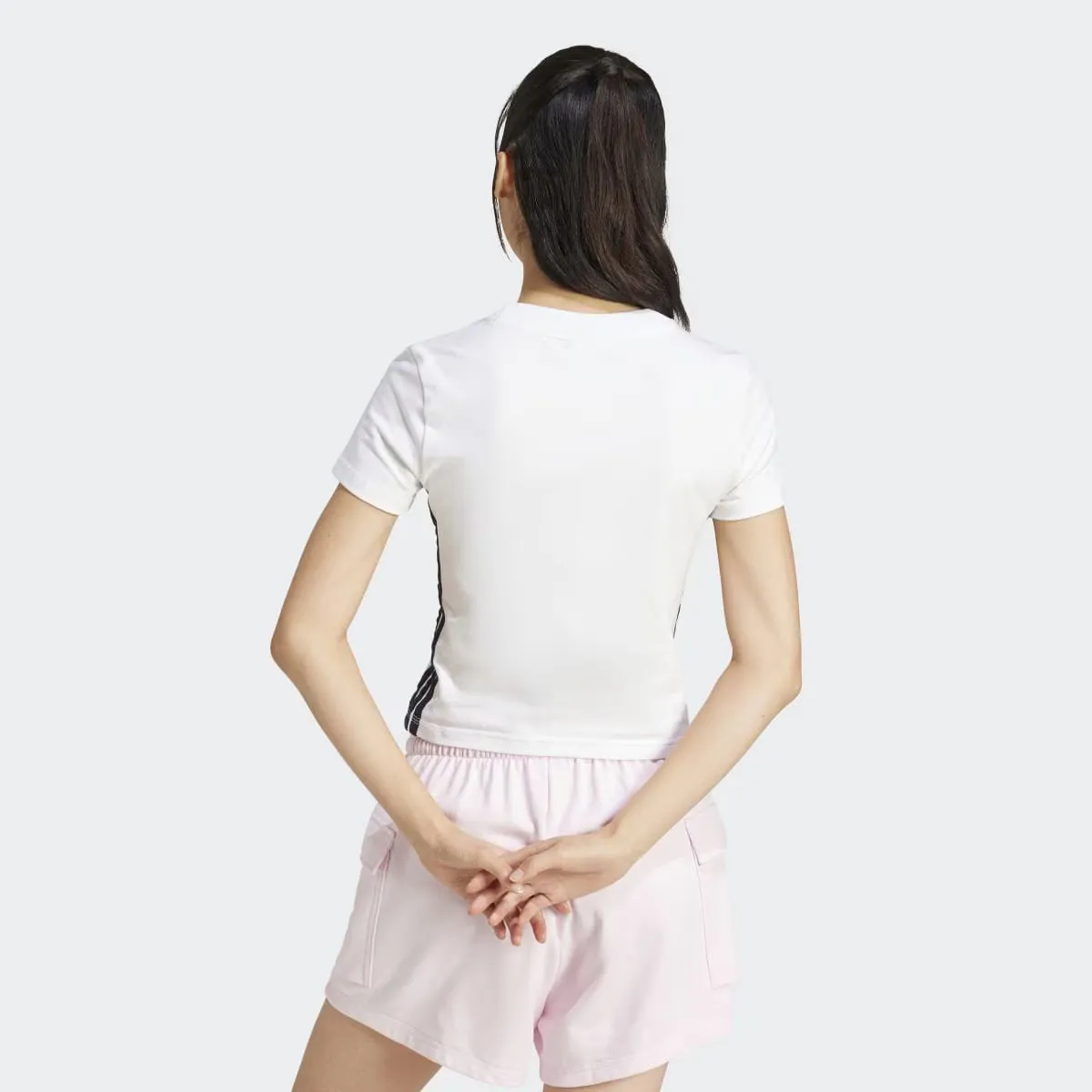 Женская футболка Essentials Slim Baby 3 полоски Adidas, белый — фото 2
