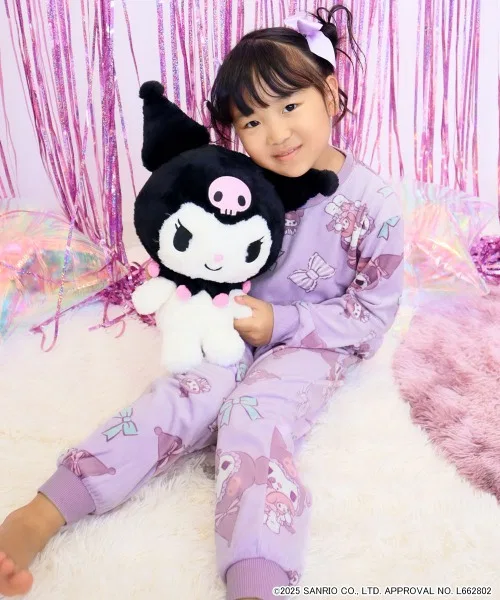 Комплект пижамы детский Kuromi stretch soft boa длинный рукав, чакоул-серый — фото 4