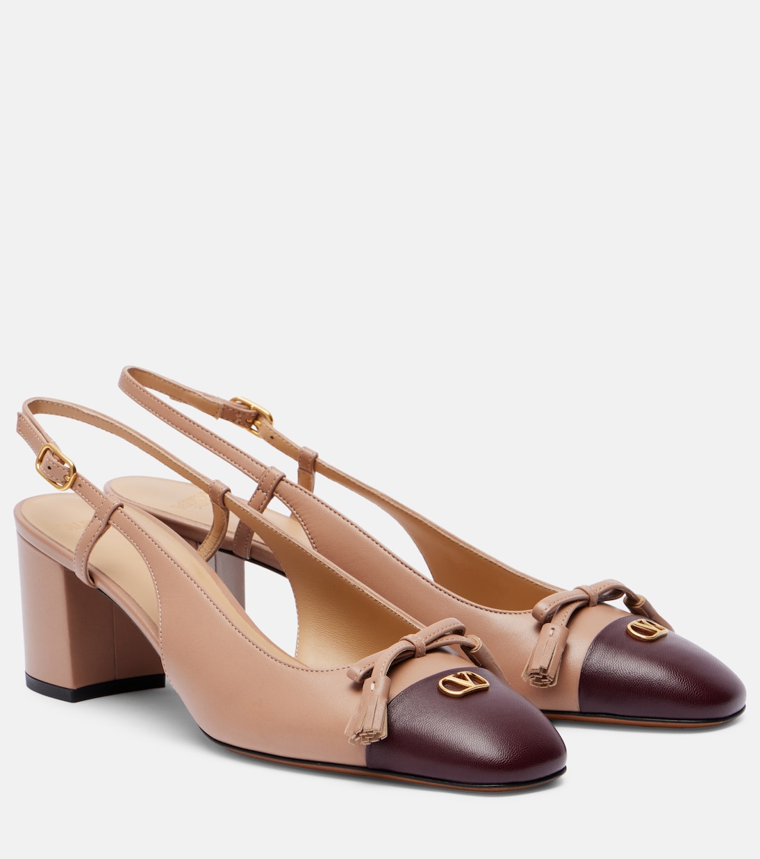 Valet Du Roi 60 кожаные туфли-лодочки на ремешке Valentino Garavani, Rose Cannelle/Dark Garnet