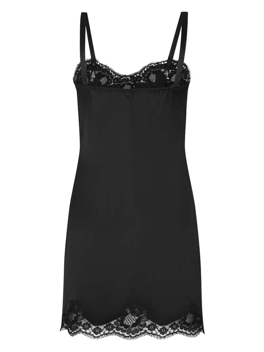 

Шелковый топ на бретелях с кружевом DOLCE & GABBANA, черный