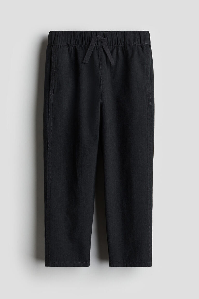 

Брюки без застежки из льняной ткани H&M, черный