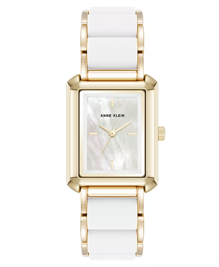 

Женские часы Quartz White с браслетом из силикона и металлического сплава золотистого оттенка, 26 мм Anne Klein