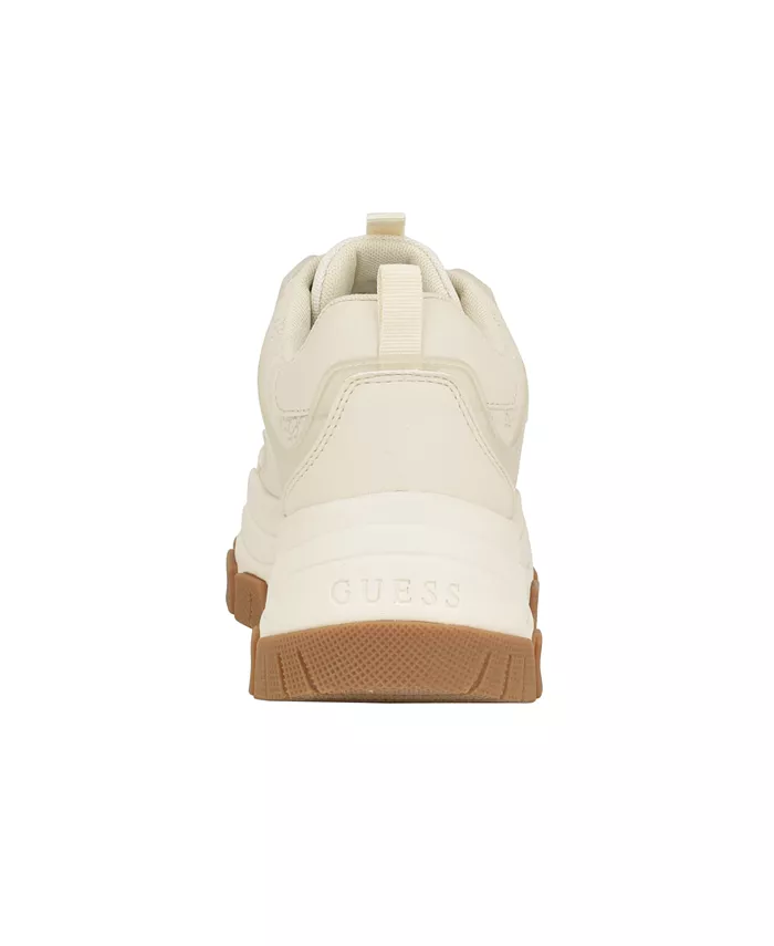 Женские платформенные кроссовки Bisun на шнуровке с рифленой резиновой подошвой GUESS, белый — фото 3