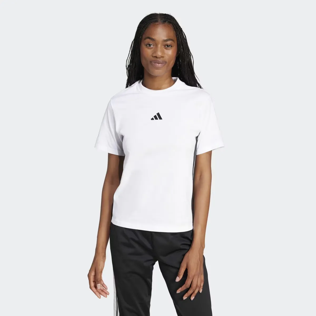 

Женская футболка Adidas Essentials Cotton с тремя полосками, белый