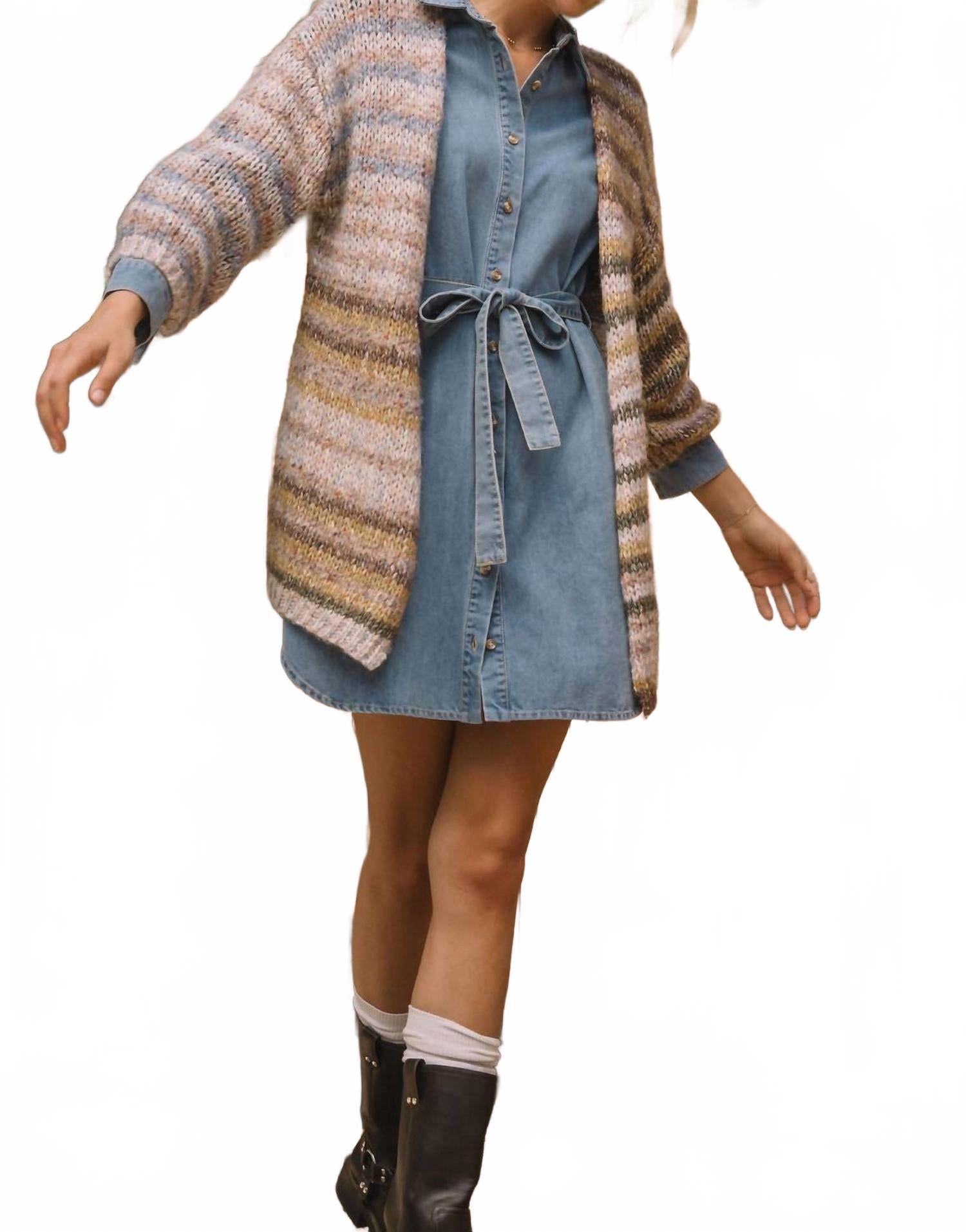 

SKIES ARE BLUE Полосатый открытый кардиган в разноцветном исполнении