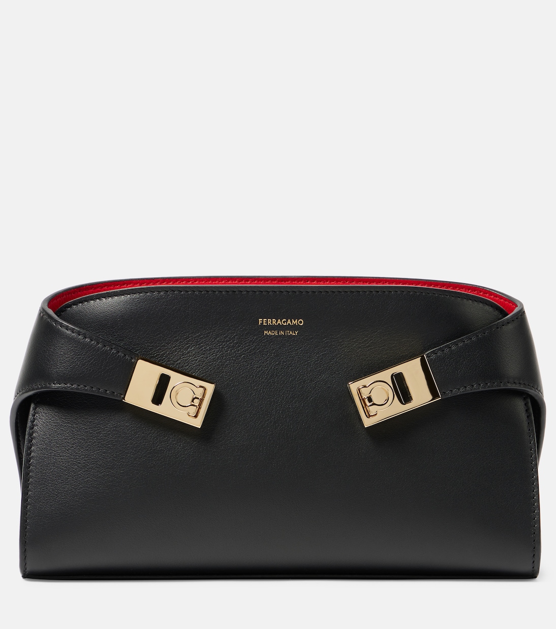 

Кожаный клатч Hug Ferragamo, Nero || Flame Red || Flame Red