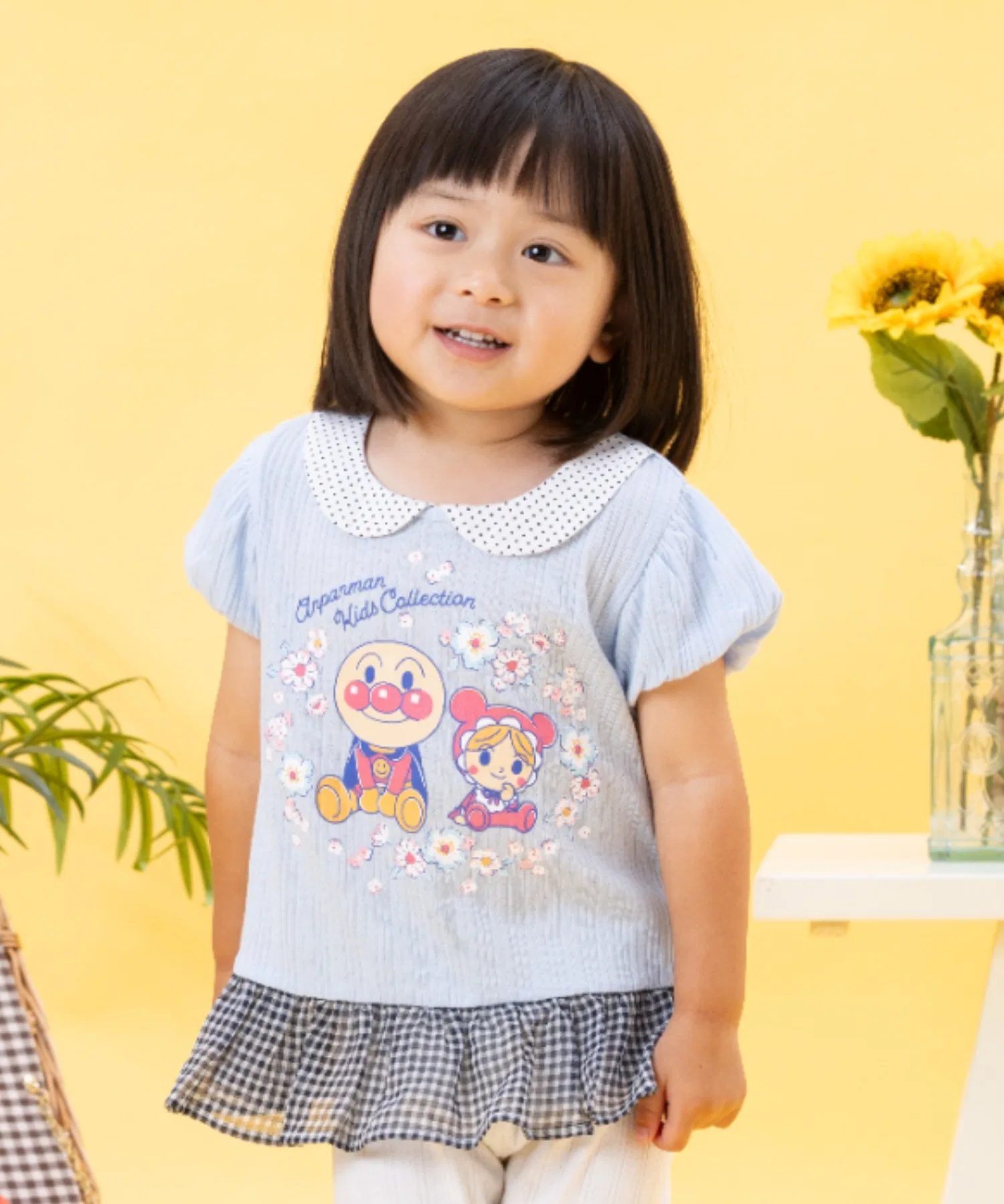 Детская футболка с оборками ANPANMAN KIDS COLLECTION с принтом Сапфирно-синего цвета