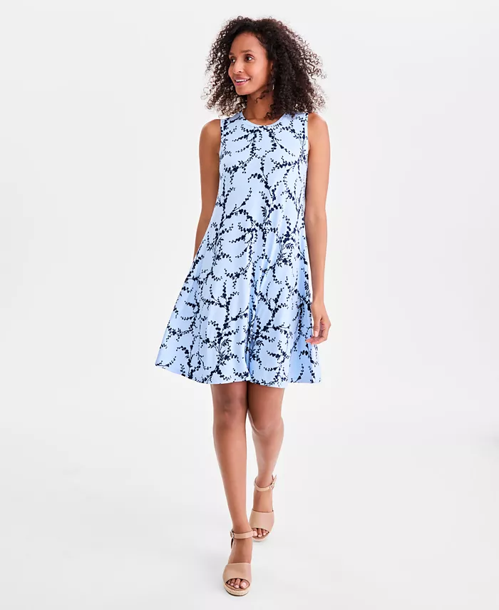 

Женское платье-шлёпанец без рукавов с принтом Style & Co, синий