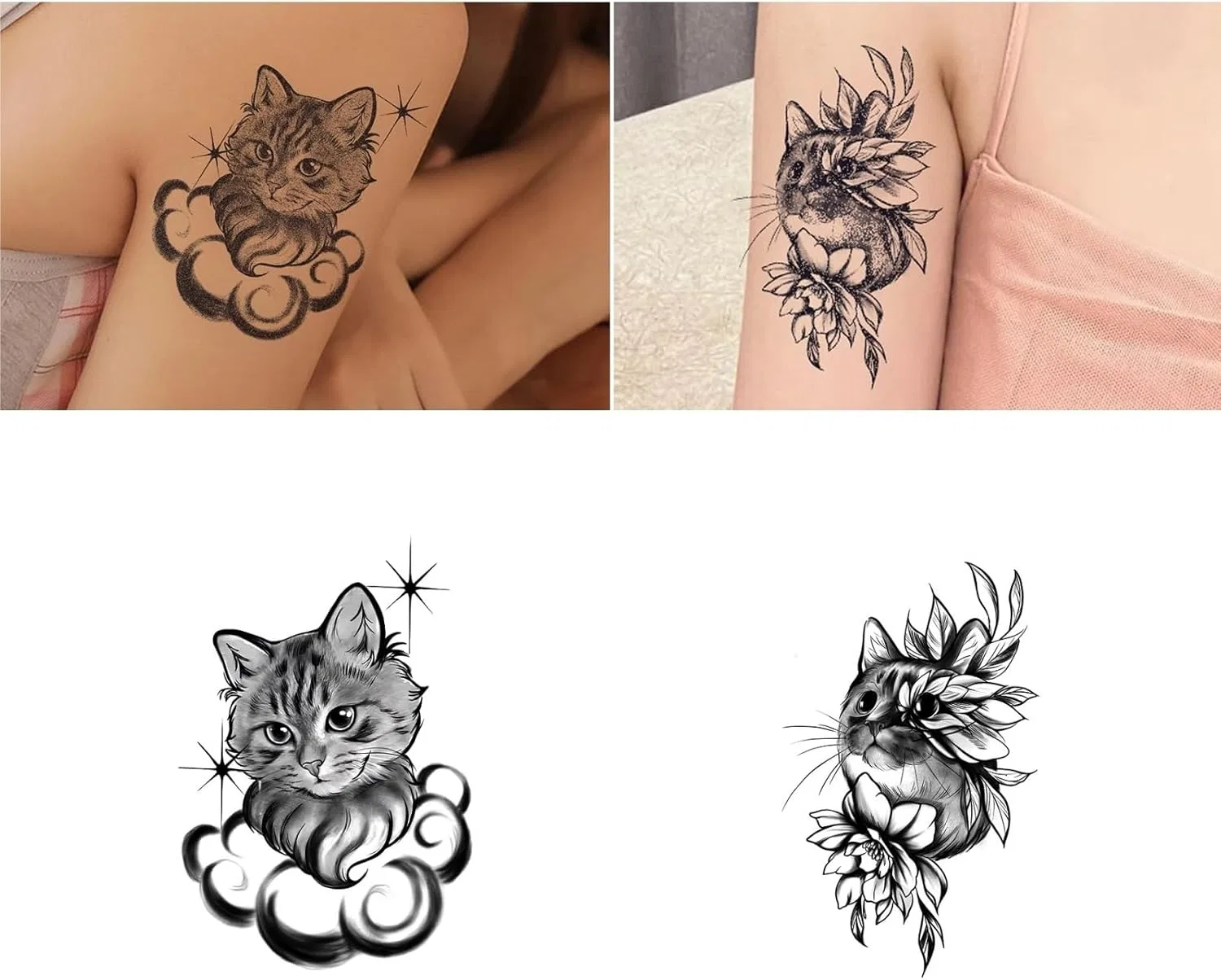Временная татуировка для взрослых Cat Combination, натуральная, для рук и ног, 2 шт., one color — фото 4