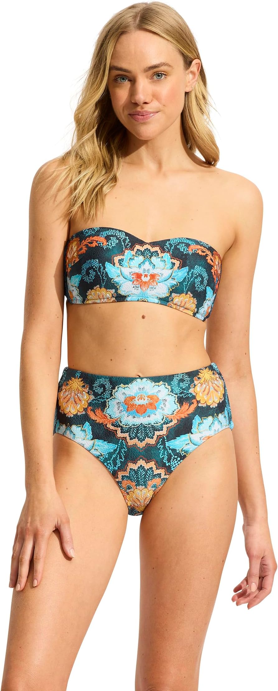 

Купальник Seafolly Spring Festival Bustier Bandeau, цвет True Navy