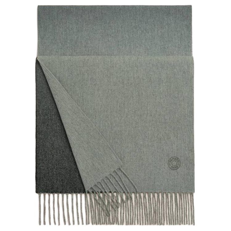 

Кашемировый вязаный шарф мужской серый HERMES