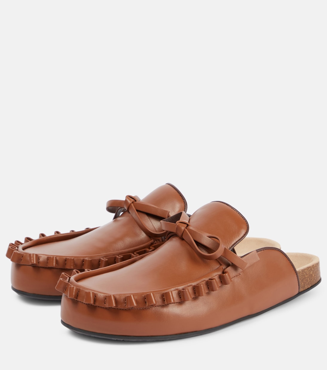 Кожаные мюли с оборками JW Anderson, желто-коричневый — фото 4