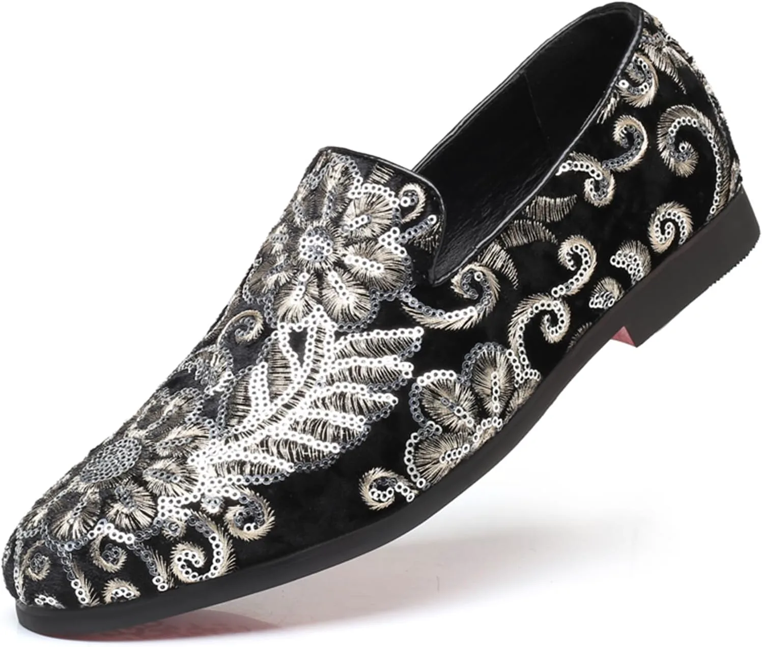 

Мужские блестящие оксфорды с пайетками, вышитые слипоны, туфли для выпускного, свадьбы, деловых и вечерних мероприятий NIGXWNS, черный