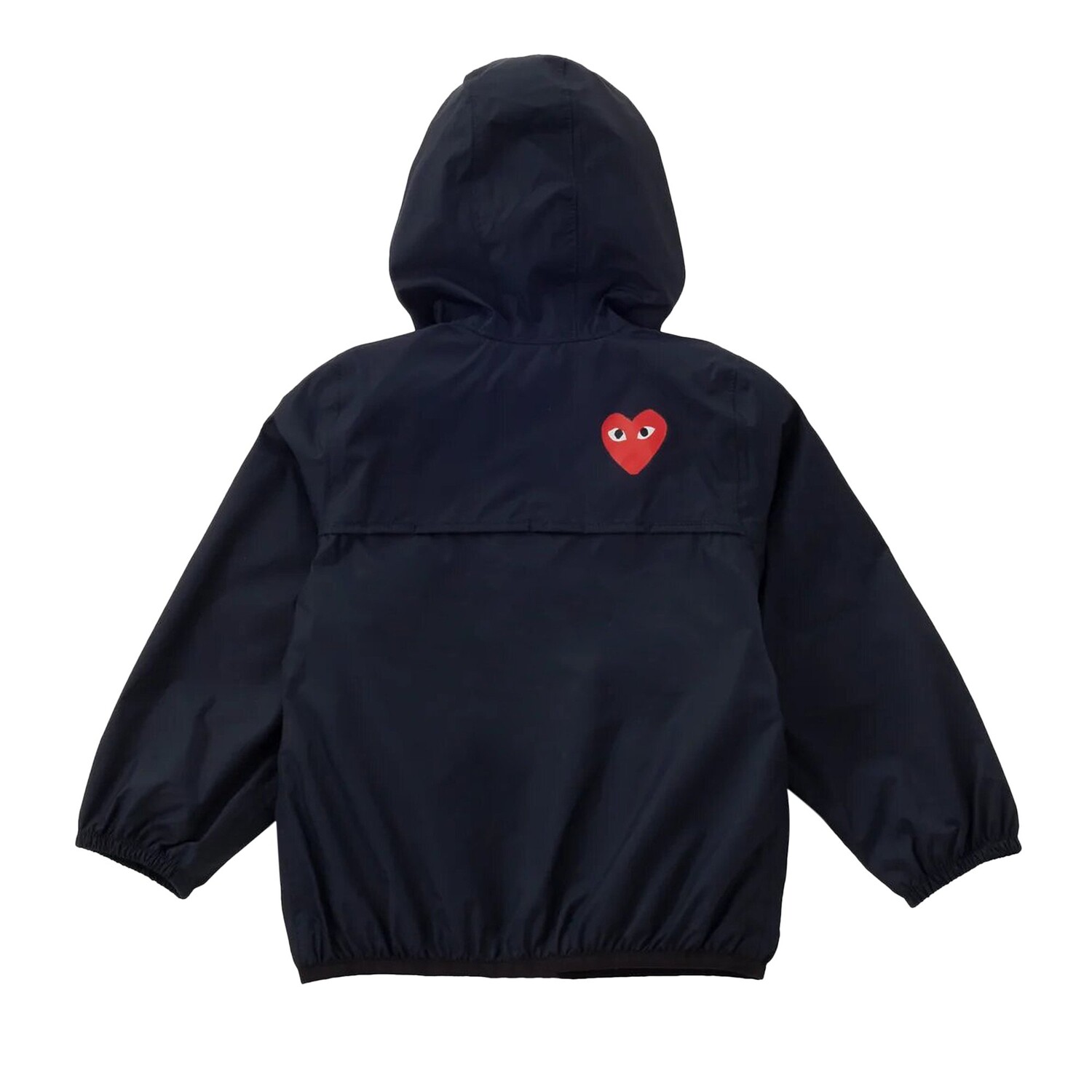 Детская толстовка с капюшоном Comme des Garçons PLAY K-Way на молнии темно-синего цвета — фото 2