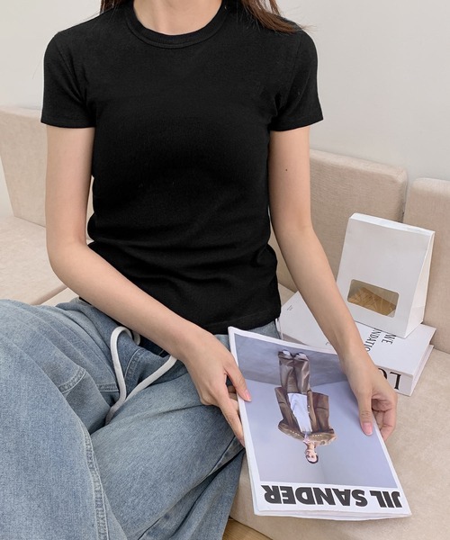 

Футболка из смесового хлопка, базовый крой LOWO, черный