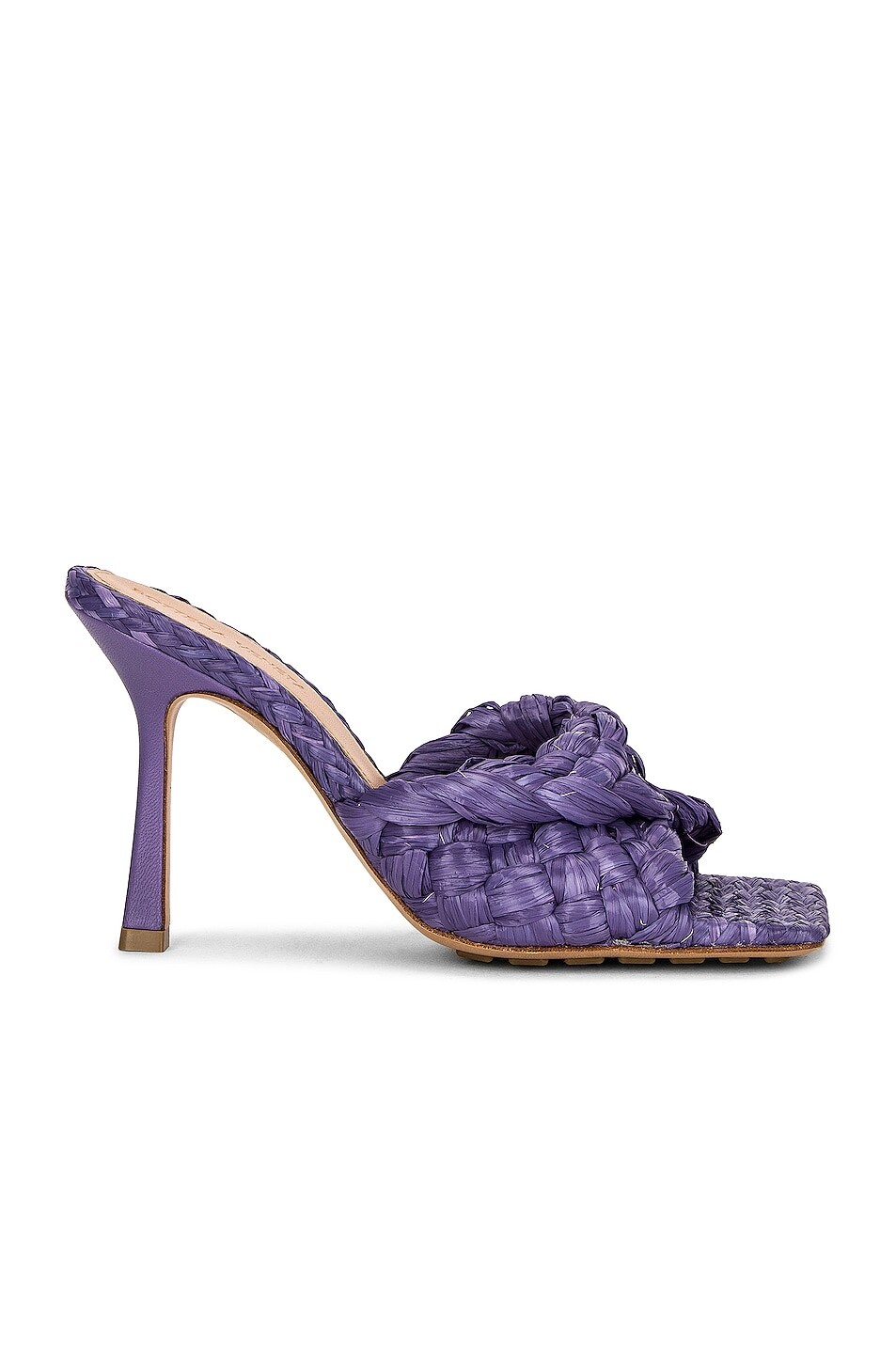 Эластичные мюли из рафии Bottega Veneta, цвет Lavender