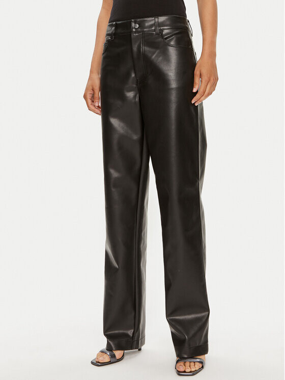 

Брюки прямого кроя из искусственной кожи Calvin Klein, черный
