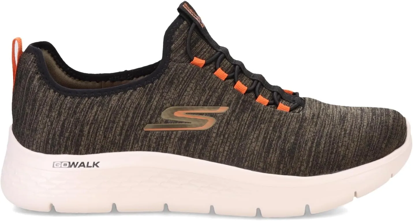 Мужские спортивные кроссовки Skechers Gowalk Flex с воздушной подушкой без шнурков, черный/оливковый — фото 2