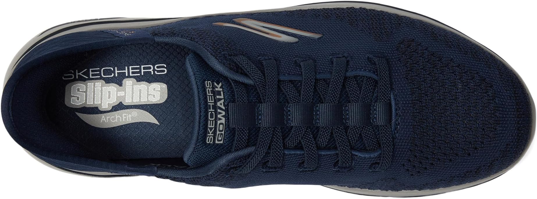 Кроссовки SKECHERS Performance Go Walk Arch Fit 2.0 - Grand Hands Free Slip-Ins, цвет Navy/Orange — фото 2