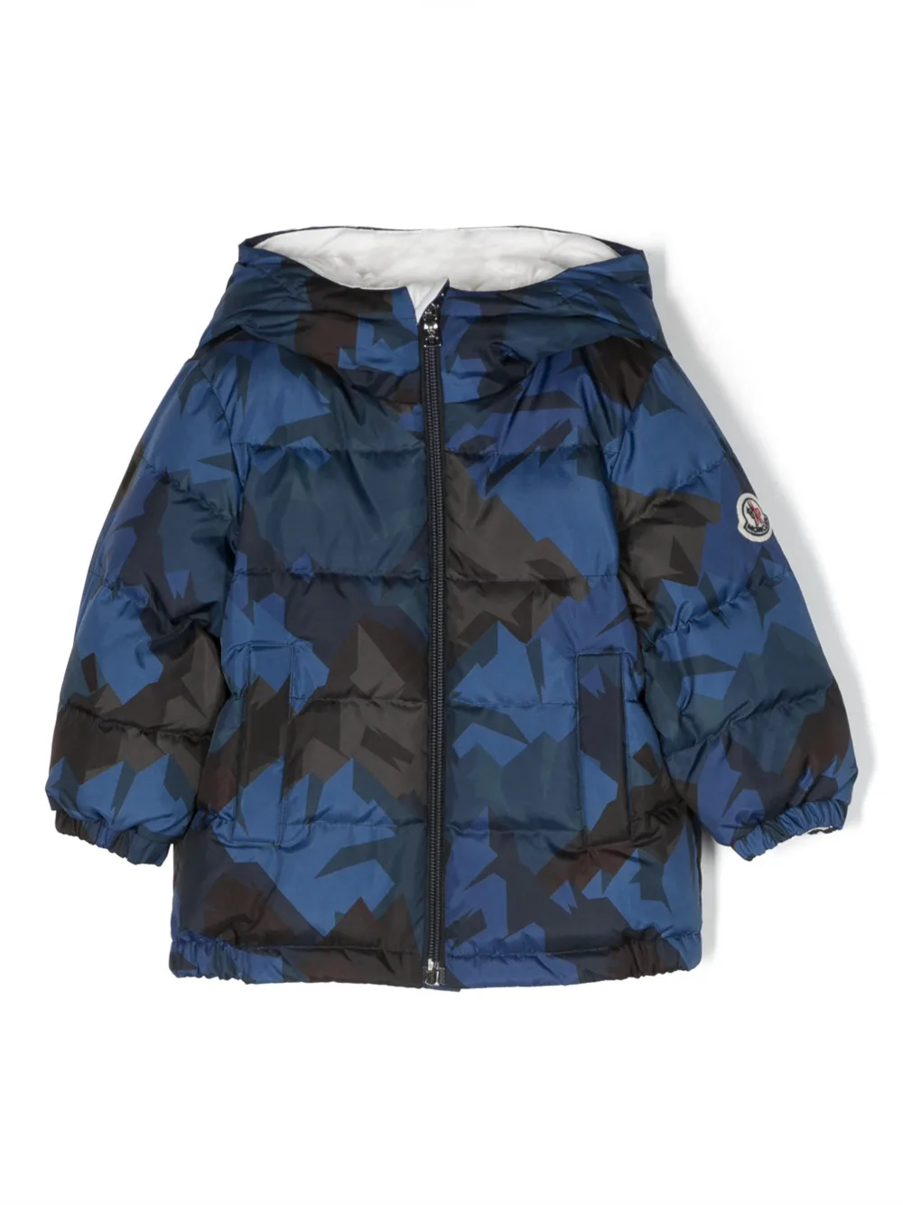 

Пуховик с нашивкой-логотипом Moncler Enfant, синий