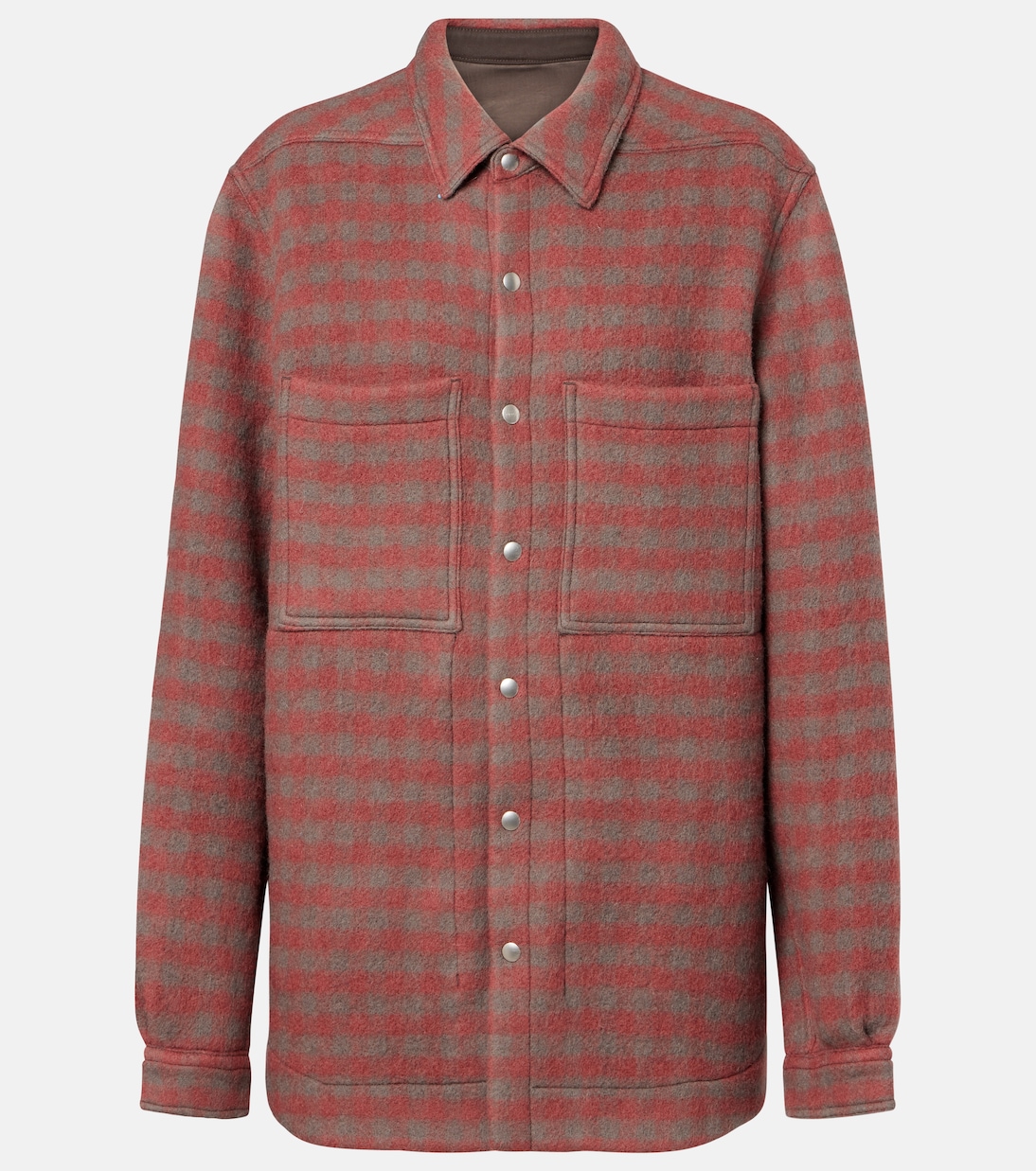 

Клетчатая верхняя рубашка из натуральной шерсти Rick Owens, Rosewood Plaid