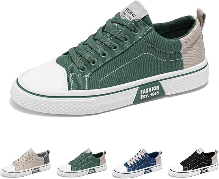 

Мужские кеды из канвы, дышащие и удобные для ходьбы - легкие повседневные шнурованные обувь для скейтбординга и уличной моды Bontebian, зеленый