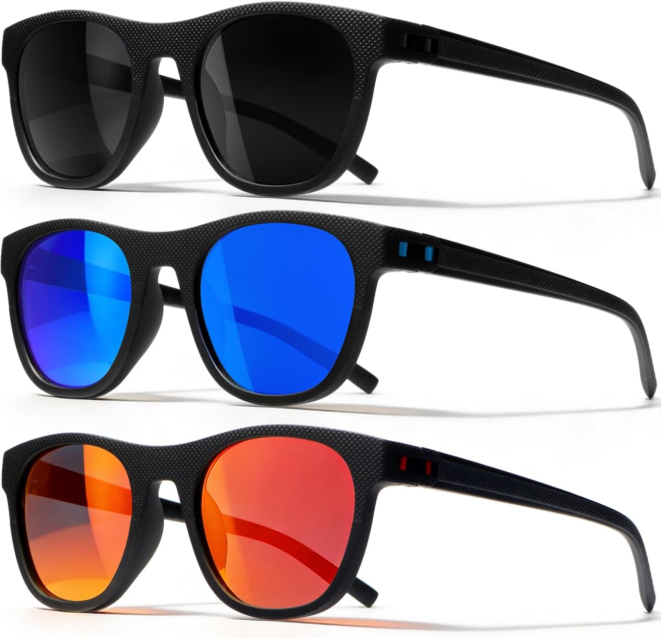 

Комплект из 3 поляризованных солнцезащитных очков для мужчин и женщин, легкие спортивные солнцезащитные очки с защитой от УФ-излучения для вождения, рыбалки и гольфа AWGSEE, 3pack-black+darkblue+red