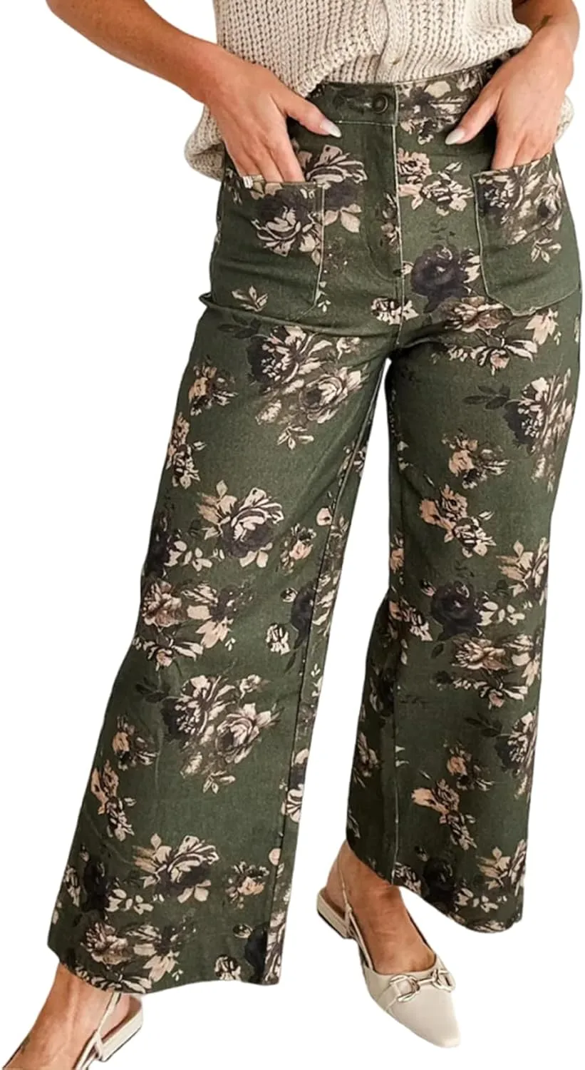 

Женские джинсы с цветочным принтом, прямые, укороченные Xadsfeel