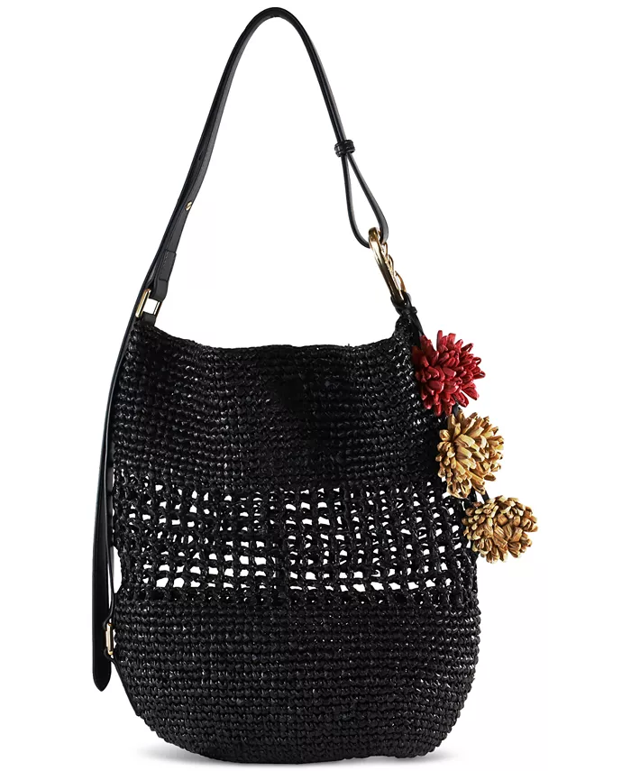 

Сумка-ведро Marcie Open Weave из рафии Sam Edelman, черный