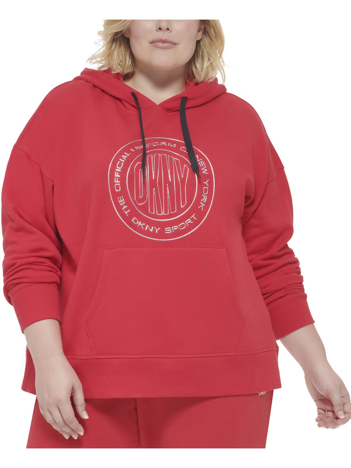 

Плюс Женская толстовка с капюшоном с металлическим логотипом DKNY Sport, цвет ski patrol