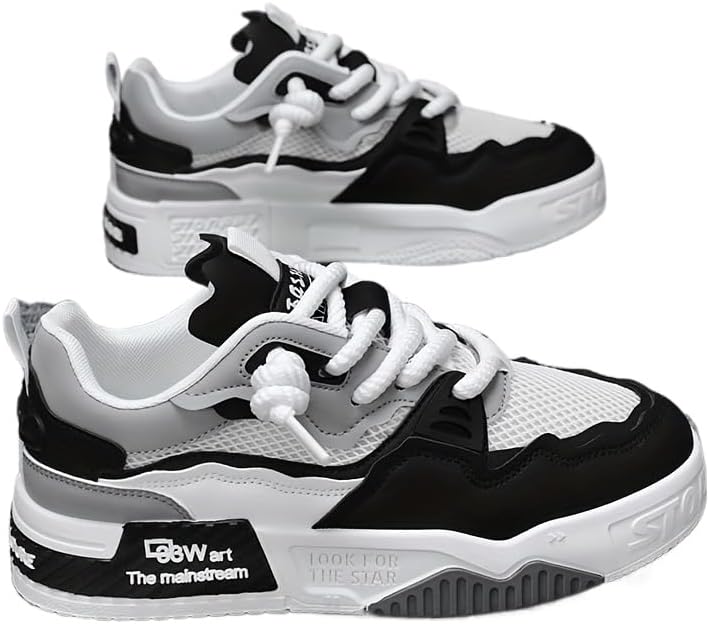 

Мужские модные кроссовки, повседневная спортивная обувь, всесезонные низкие кеды на шнуровке для ежедневной носки, спорта и активного отдыха Hhhchpm, белый/черный