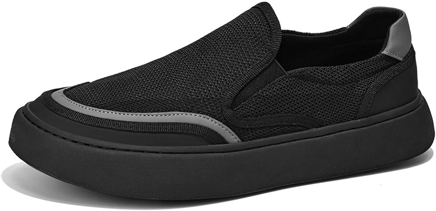

Мужские кроссовки Abborora Fashion Slip On низкие, повседневные, дышащие, удобные для ходьбы и вождения, черный