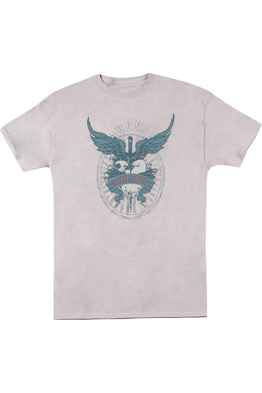 

Футболка с коротким рукавом Bon Jovi Winged Heart для взрослых Gildan, серебряный