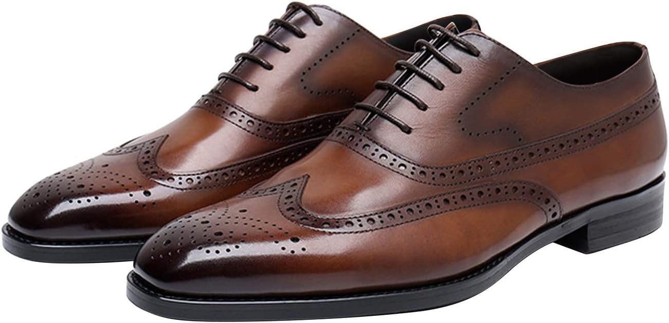 

Мужские оксфорды Santimon, туфли из натуральной кожи, броги с крыльями, оксфорды, модные деловые повседневные дерби, современные туфли для выпускного, свадьбы, костюмов и смокинга для мужчин, коричневый