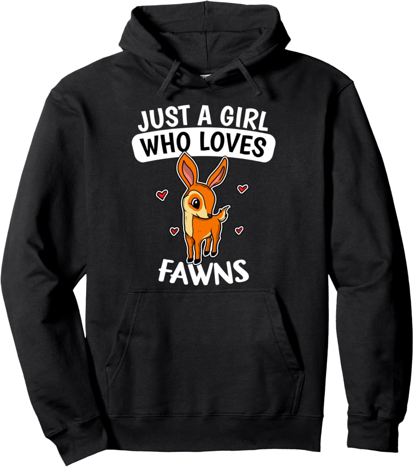 

Худи с принтом Просто девушка, которая любит оленей Cute Baby Fawn Gift Idea For Girls And Women, черный