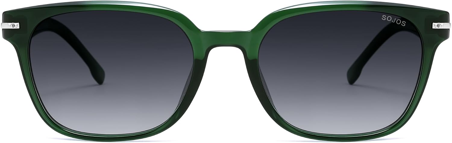 

Солнцезащитные очки SOJOS Retro с закругленными и квадратными линзами, поляризованные, для женщин и мужчин, модная легкая оправа, защита от УФ-излучения UV400, модель SJ2677, Green