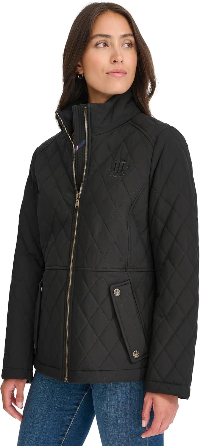 Женская стеганая куртка Tommy Hilfiger с латунной фурнитурой в стиле амбар, Black — фото 3
