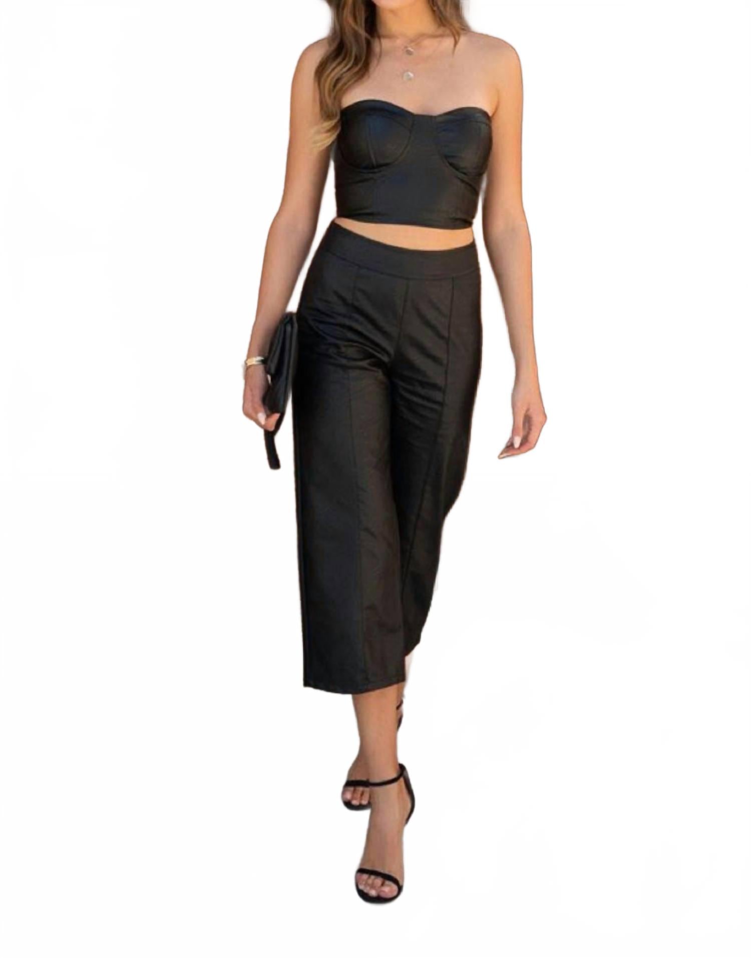 

Черные укороченные брюки из искусственной кожи Venti6