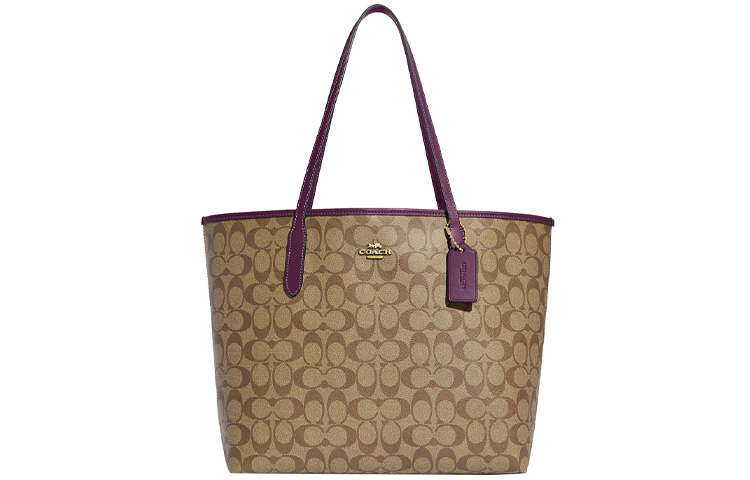 

COACH Городская сумка canvas с кожаными вставками, шоппер, сумка через плечо, женская большая сумка khaki