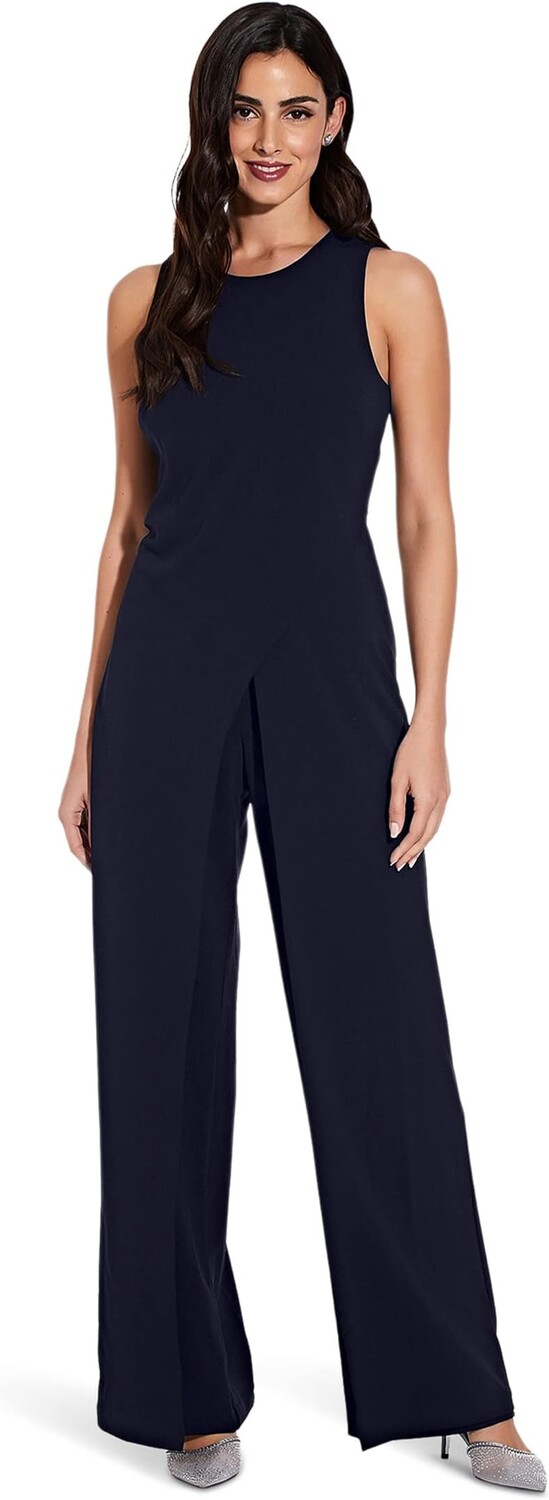 

Комбинезон Adrianna Papell Crepe Halter Jumpsuit w/ Overlay, цвет Midnight
