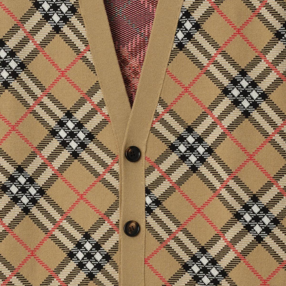 Burberry Мужской свитер песочно-бежевого цвета с V-образным вырезом и умеренным вырезом — фото 3