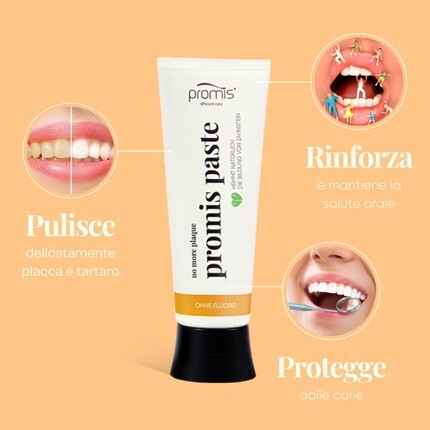 Promis Paste Натуральная зубная паста против налета без фтора и с ксилитом 99% натуральный 21% органический ECOCERT COSMOS Органическая маркировка Веганский тюбик из сахарного тростника Переработанная упаковка — фото 3