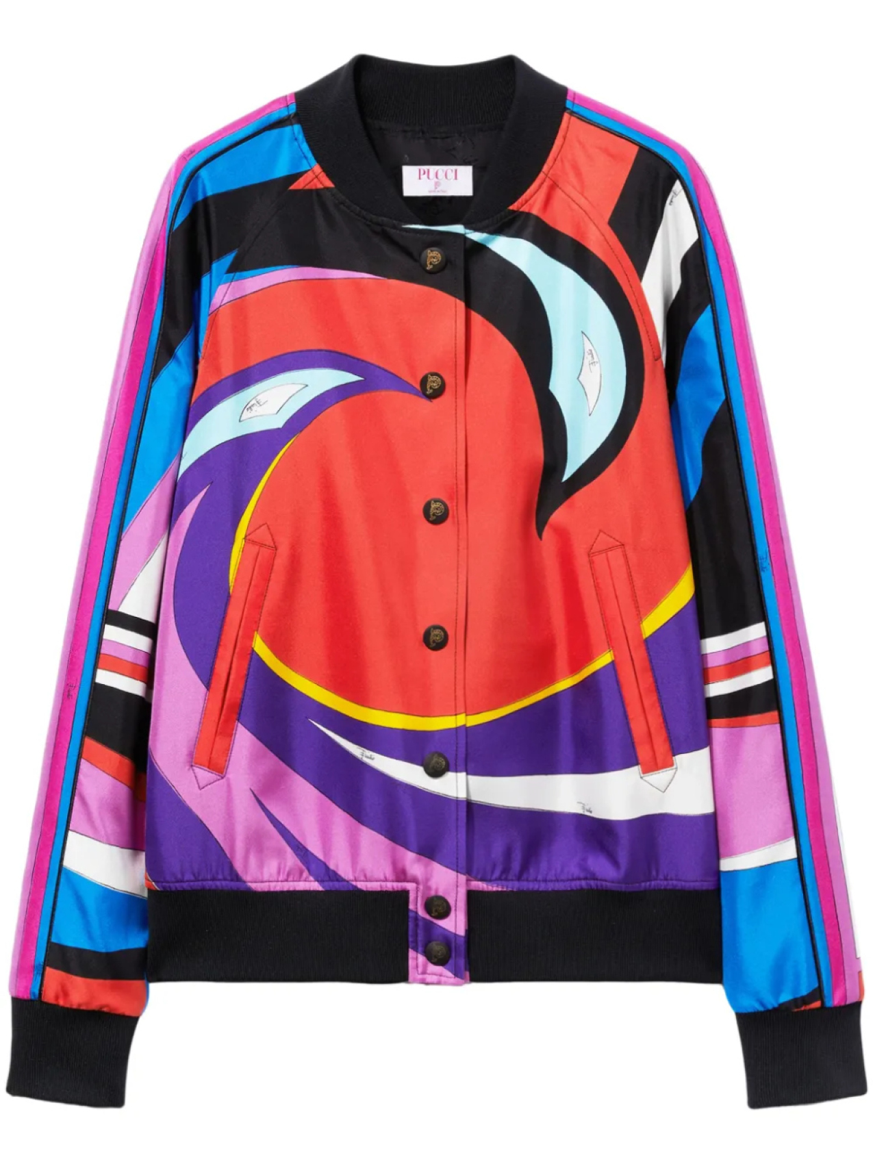 

PUCCI твиловый бомбер с принтом Cigni, красный