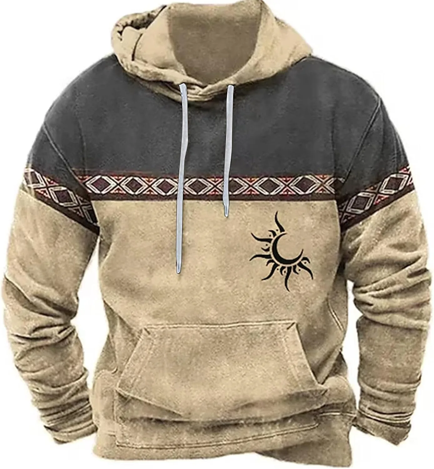 

Винтажный свитшот для мужчин Western Ethnic Printed с карманами Homisy