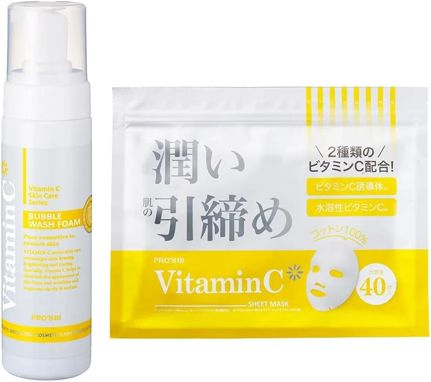 Набор для ухода за кожей Витамин С Wash Foam Sheet Mask Set, Seven Este, 40 шт + 200 мл