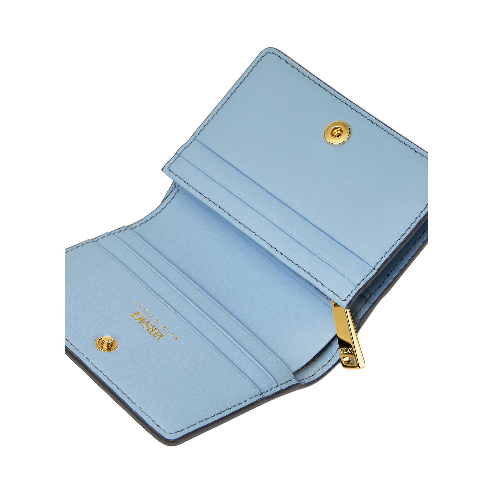 VERSACE Кошелек из телячьей кожи Tag для женщин, синий — фото 3
