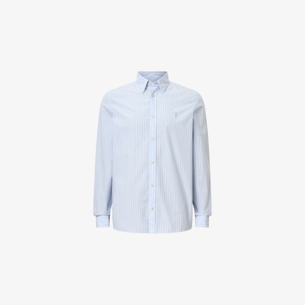 

Рубашка Saint из хлопка в полоску Allsaints, синий