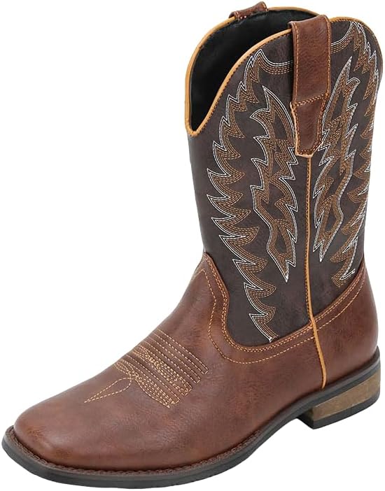 

Мужские вестерн-ботинки Santimon с квадратным носком, на застежке-пулл, классические, формальные, для повседневной носки и верховой езды, коричневый