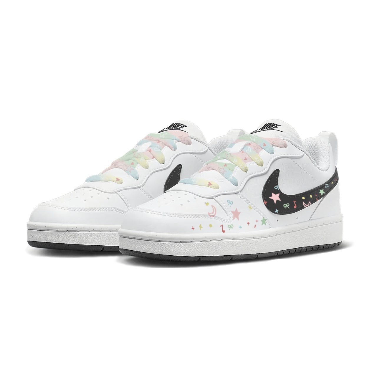 Nike Court Borough Starry Night Whisper Abrasion Resistant Low top Kids' Skateboarding Shoes Black Teenagers — фото 4