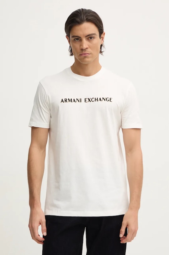 

Хлопковая футболка Armani Exchange, бежевый